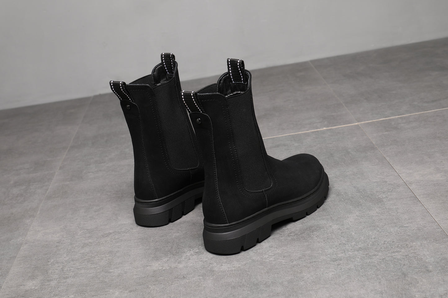 IVACHY Womens Suede Mid Calf Boots- Chelsea bootie A2306 BLACK
