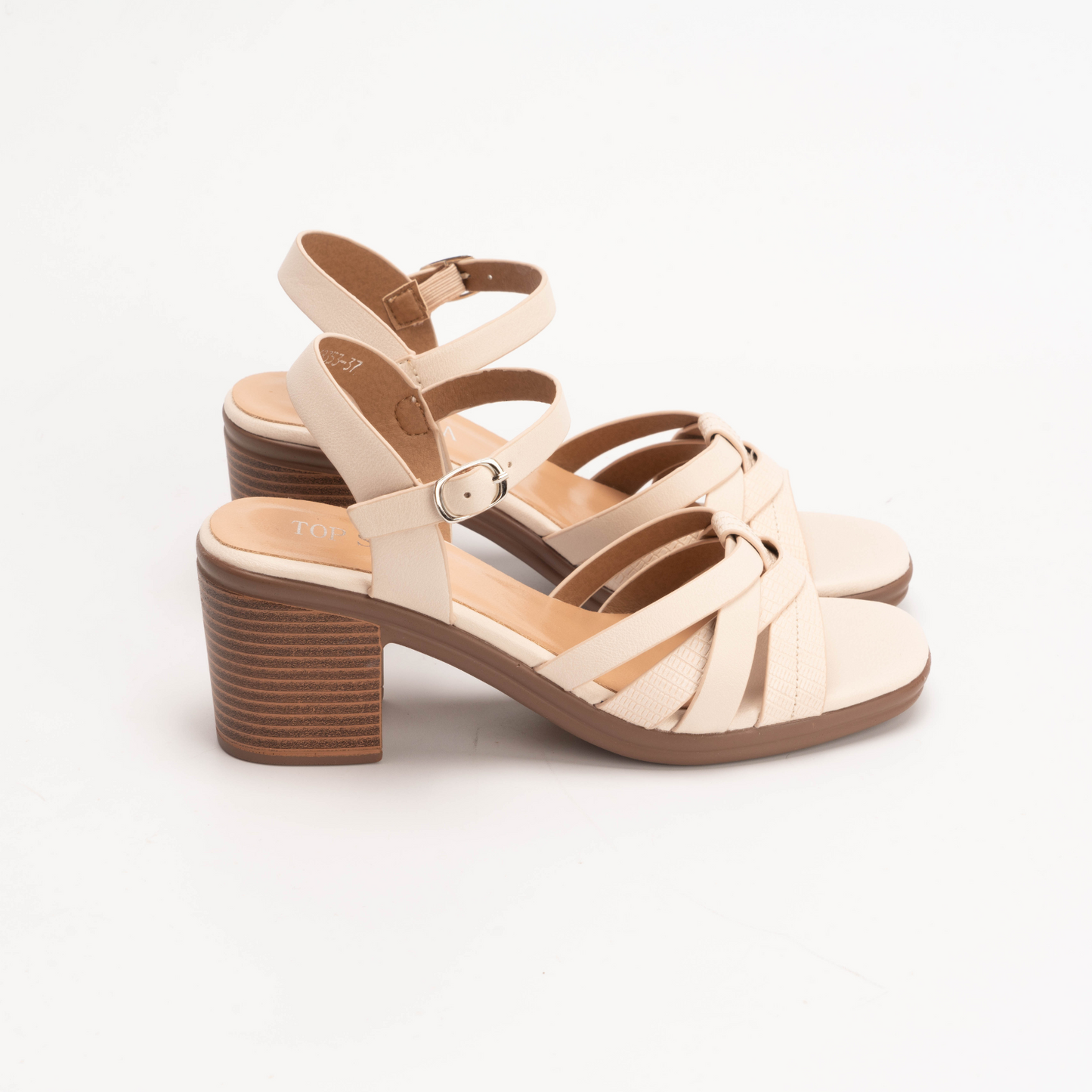 IVACHY Women’s Block Heel Sandals – Comfortable Mid Heel Shoes with Ankle Buckle A68353