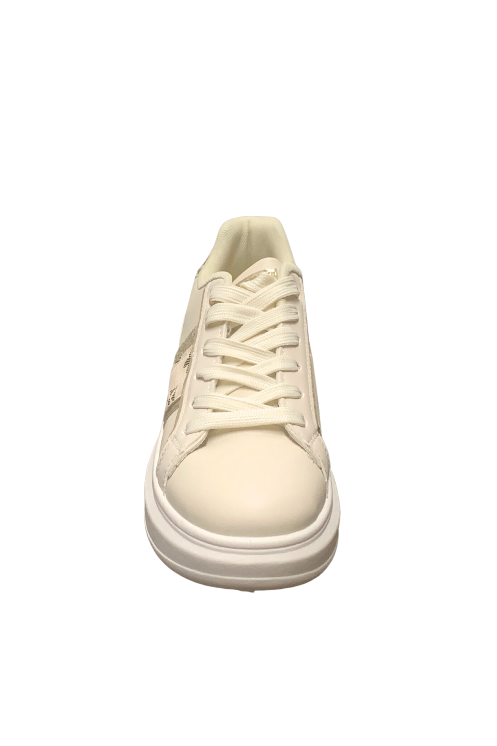 Womens Shining Metallic Sequins Print Pattern Lace-Up Chunky Wedges Trainers Sneakers 2379 BEIGE