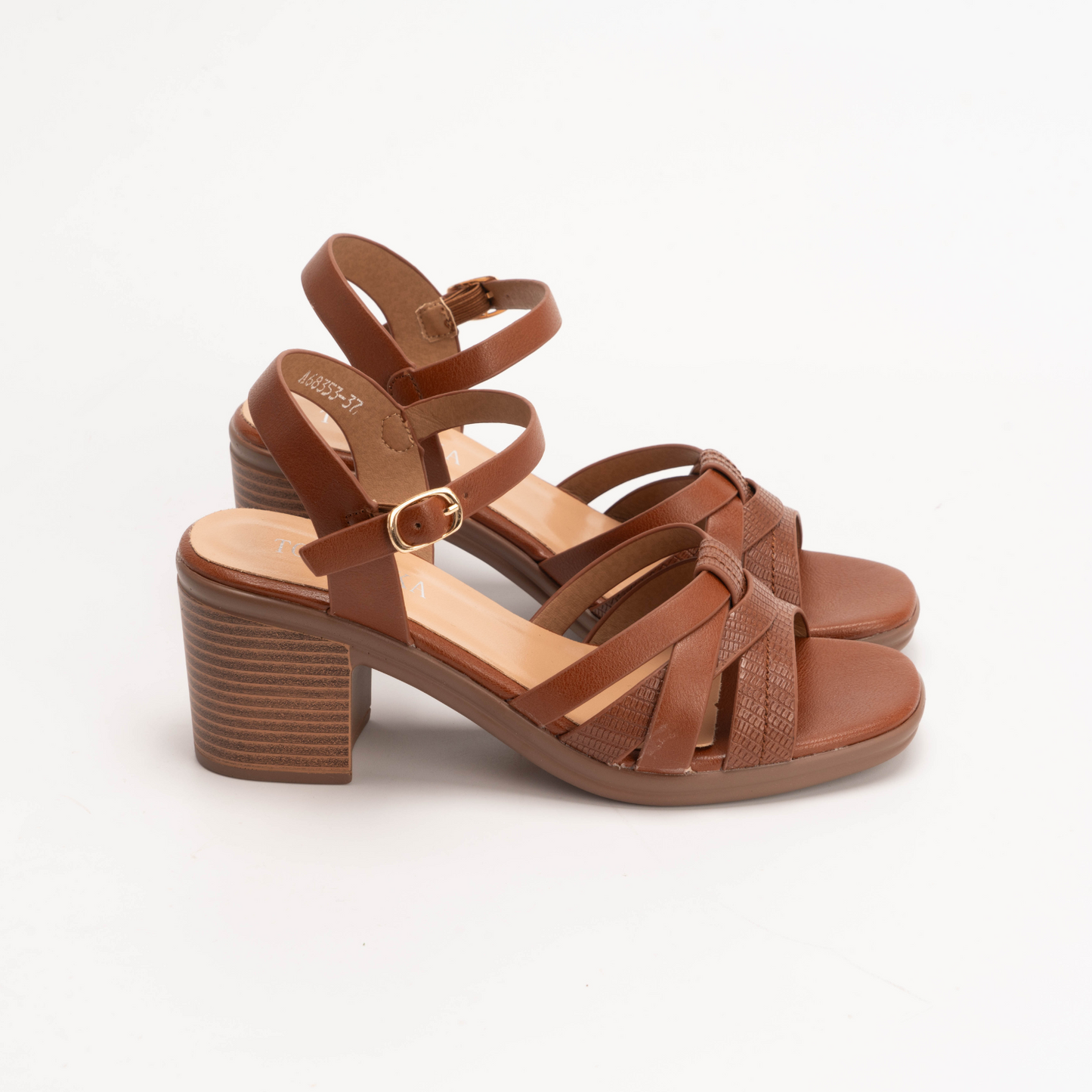 IVACHY Women’s Block Heel Sandals – Comfortable Mid Heel Shoes with Ankle Buckle A68353
