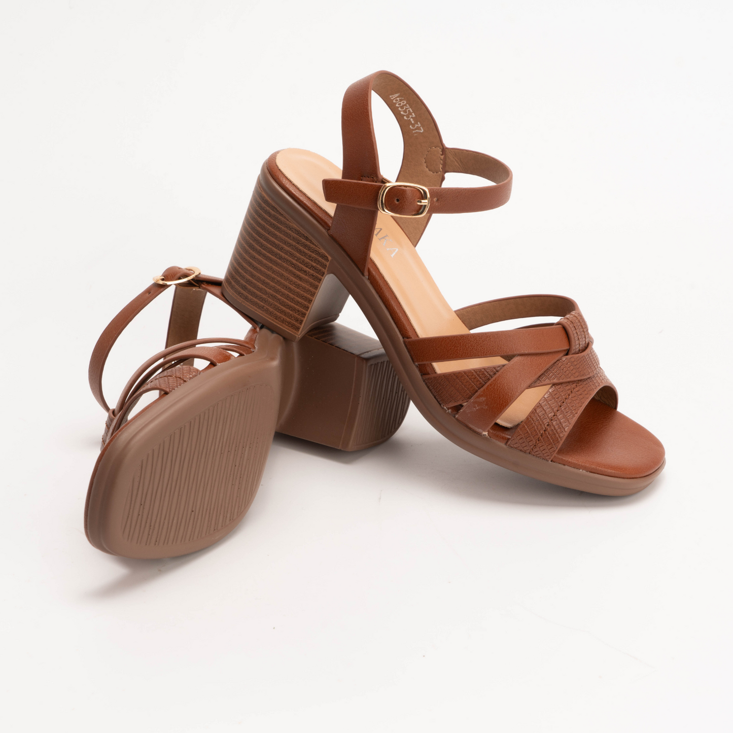 IVACHY Women’s Block Heel Sandals – Comfortable Mid Heel Shoes with Ankle Buckle A68353
