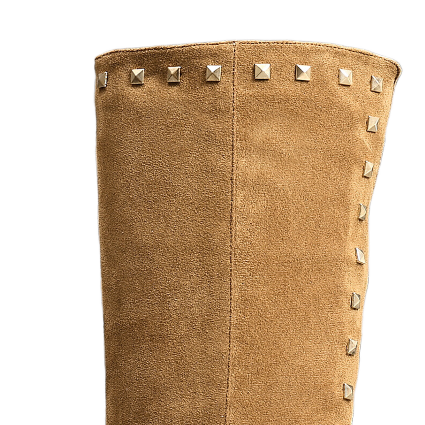 IVACHY Womens Flat Knee High Boots - Suede Shoes Studs A2357 CAMEL