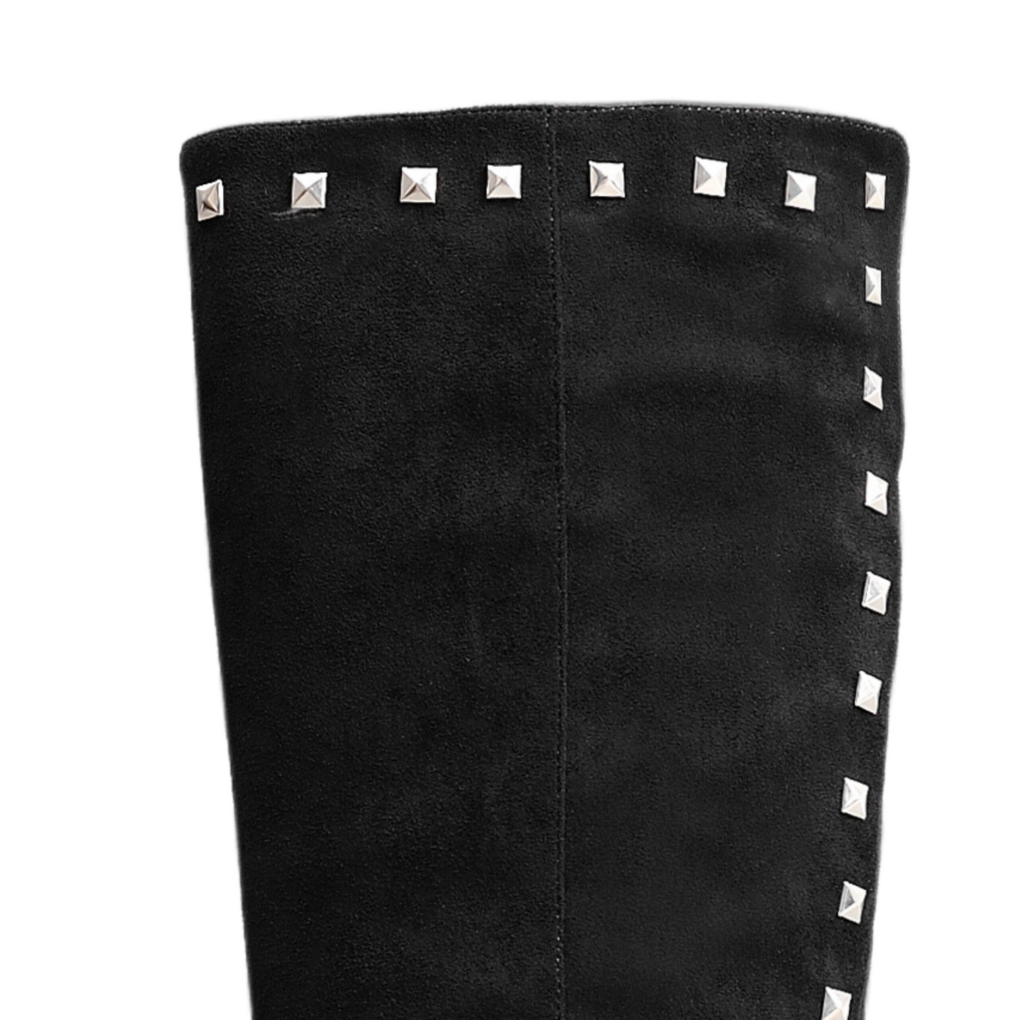 IVACHY Womens Flat Knee High Boots - Suede Shoes Studs A2357 BLACK