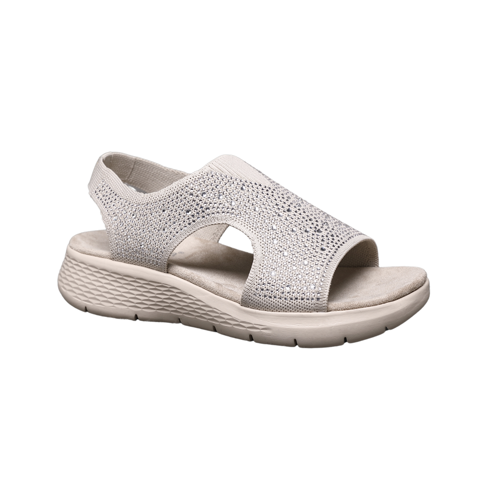 Women’s Sparkly Comfort Sandals – Lightweight Rhinestone Stretch Knit with Cushioned Sole A68570