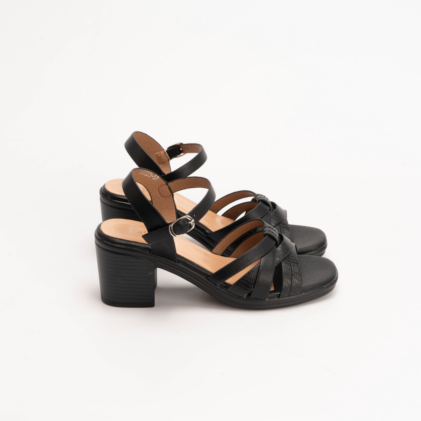IVACHY Women’s Block Heel Sandals – Comfortable Mid Heel Shoes with Ankle Buckle A68353