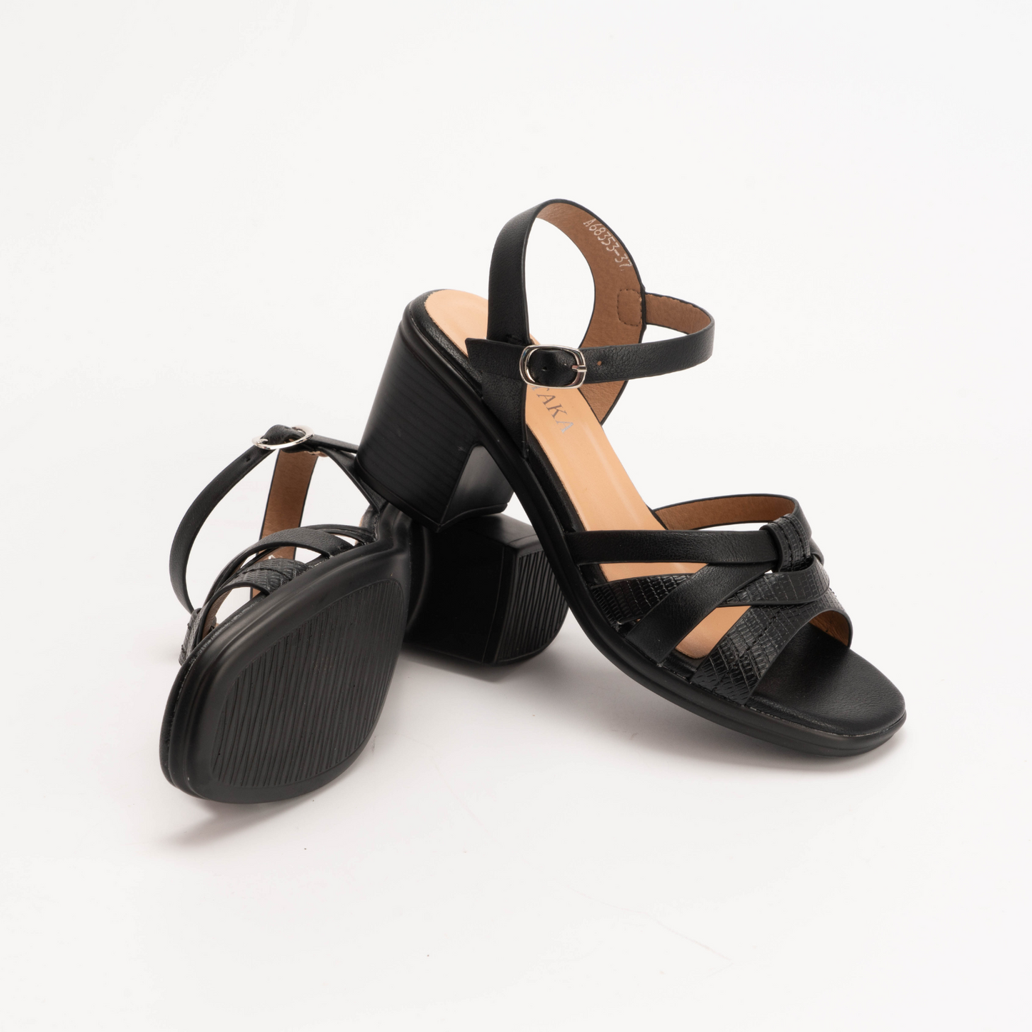 IVACHY Women’s Block Heel Sandals – Comfortable Mid Heel Shoes with Ankle Buckle A68353