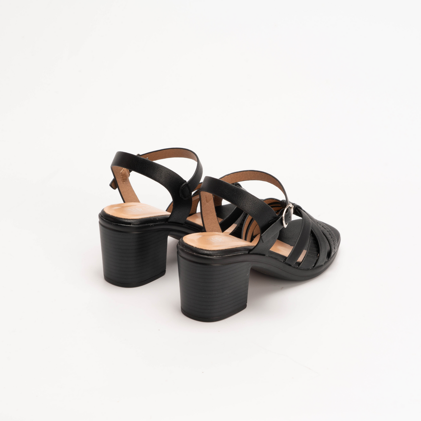 IVACHY Women’s Block Heel Sandals – Comfortable Mid Heel Shoes with Ankle Buckle A68353