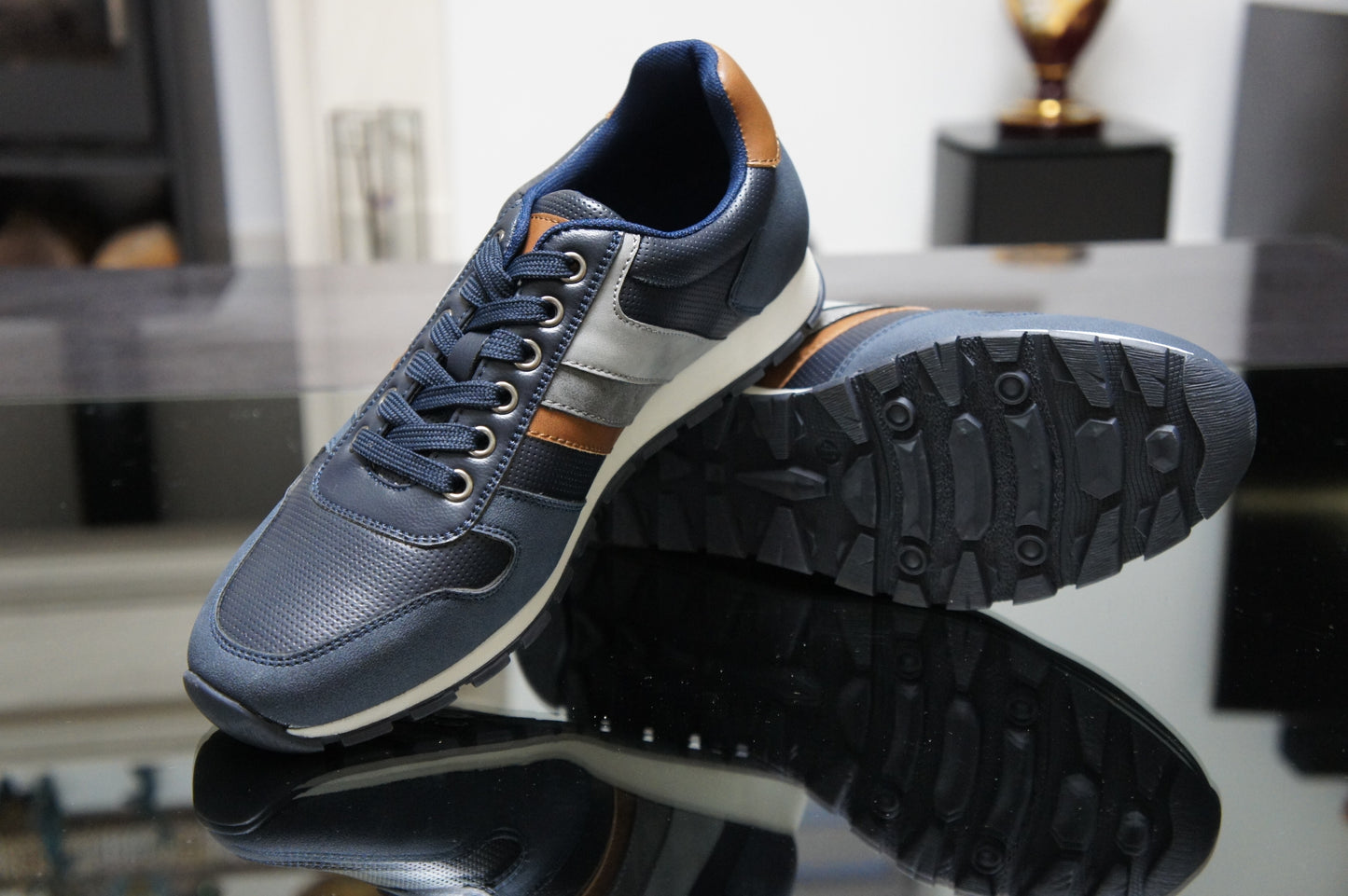 Classic Smart Casual Comfortable Low-Top Sneakers Trainers for Men A2192 Navy