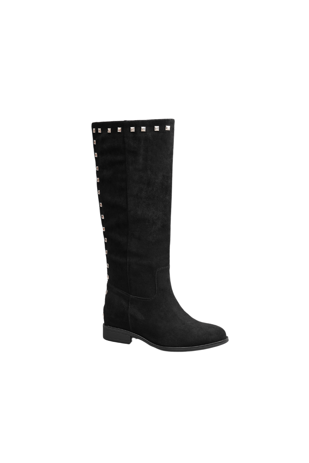 IVACHY Womens Flat Knee High Boots - Suede Shoes Studs A2357 BLACK