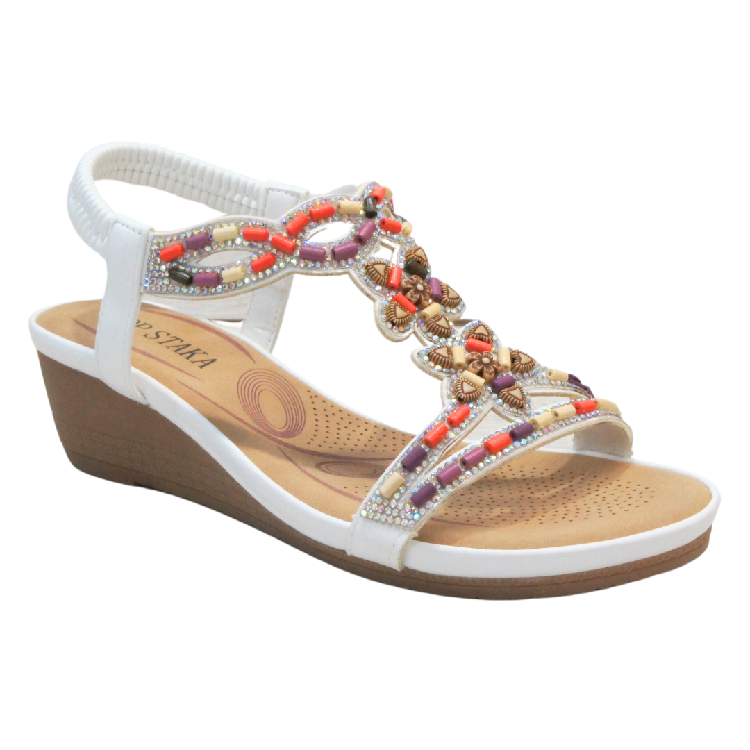 White best sale bohemian sandals