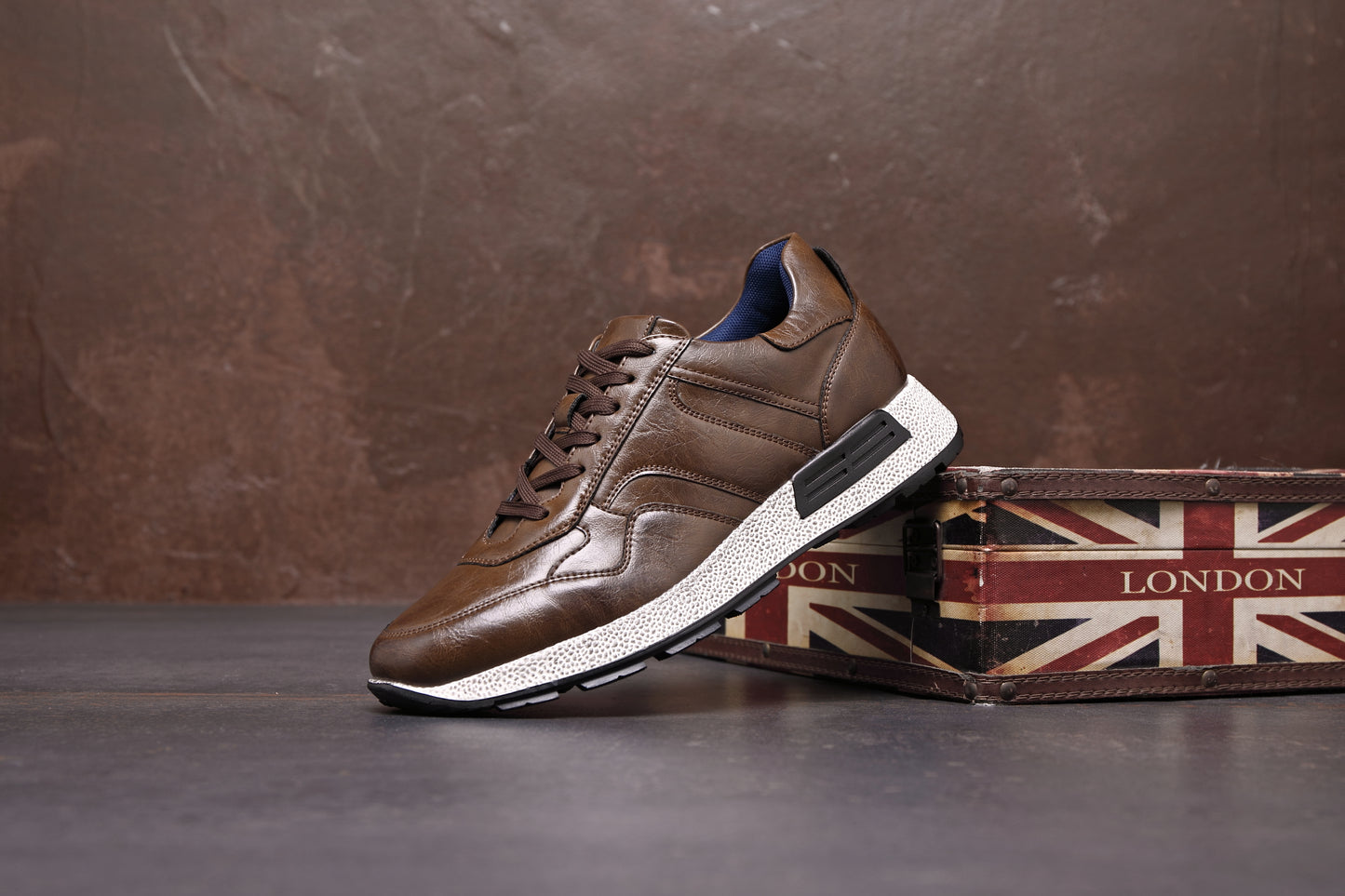 Men's Casual Sneakers Leather Running Shoes for Walking Hiking Jogging Classic Business Sport Men's Trainers A2181 TAN