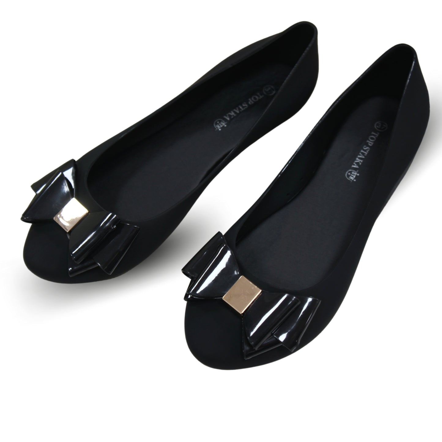 Ivachy Women Flat Jelly Ballet Shoes Black Sandal BG581