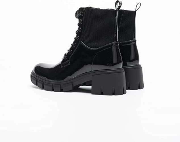 Women Winter Ankle Boots Lace Up Fasterning Zip Closure NEGRO A68090