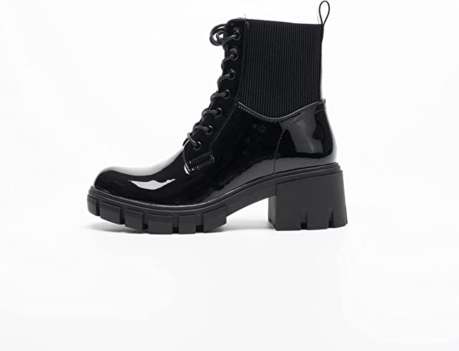 Women Winter Ankle Boots Lace Up Fasterning Zip Closure NEGRO A68090