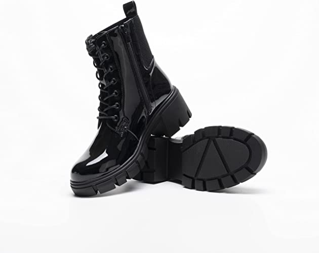 Women Winter Ankle Boots Lace Up Fasterning Zip Closure NEGRO A68090