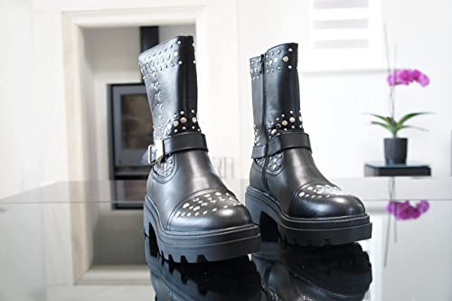 Women Boots Chunky Black A9026