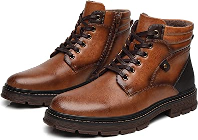 Men's Boots Lace Up Zip Smart Outdoor Style A2183 Camel