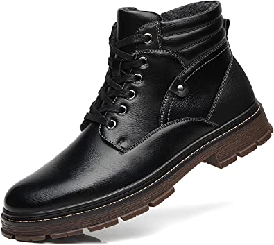 Men's Boots Lace Up Zip Smart Outdoor Style A2183 Black