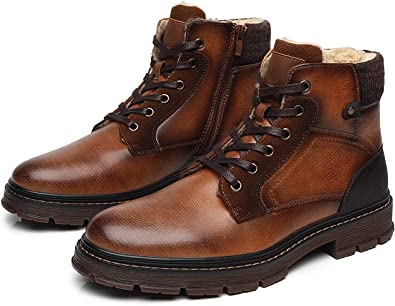 Men's Boots Zip Casual Outdoor (Fur Interior) Style A2182 TAN