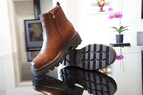 Women Chelsea Boots Elastic Stretch Ankle Tan style A9028