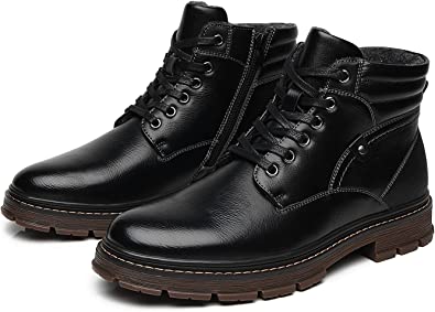 Men's Boots Lace Up Zip Smart Outdoor Style A2183 Black