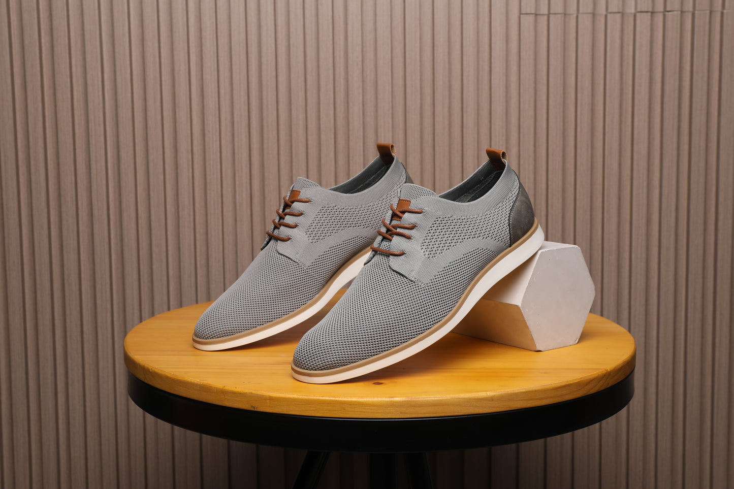 Men's Casual Knit Mesh Shoes, Smart Business Work Office Grey A2265