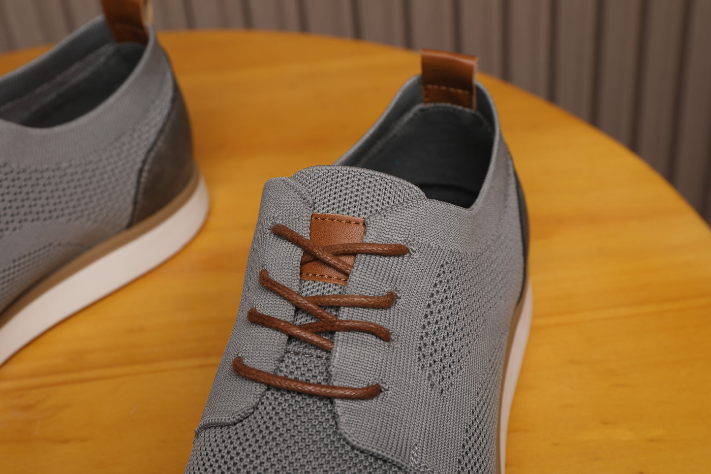 Men's Casual Knit Mesh Shoes, Smart Business Work Office Grey A2265