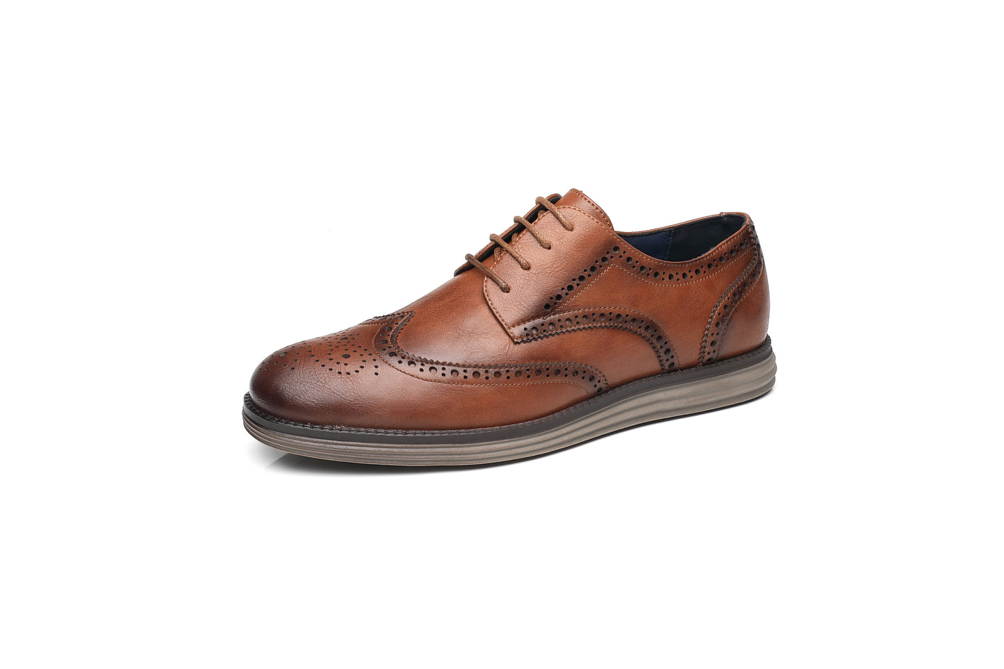 Mens Casual Shoes Leather Smart Business Work Office Lace-up Dress Shoes G2417  TAN