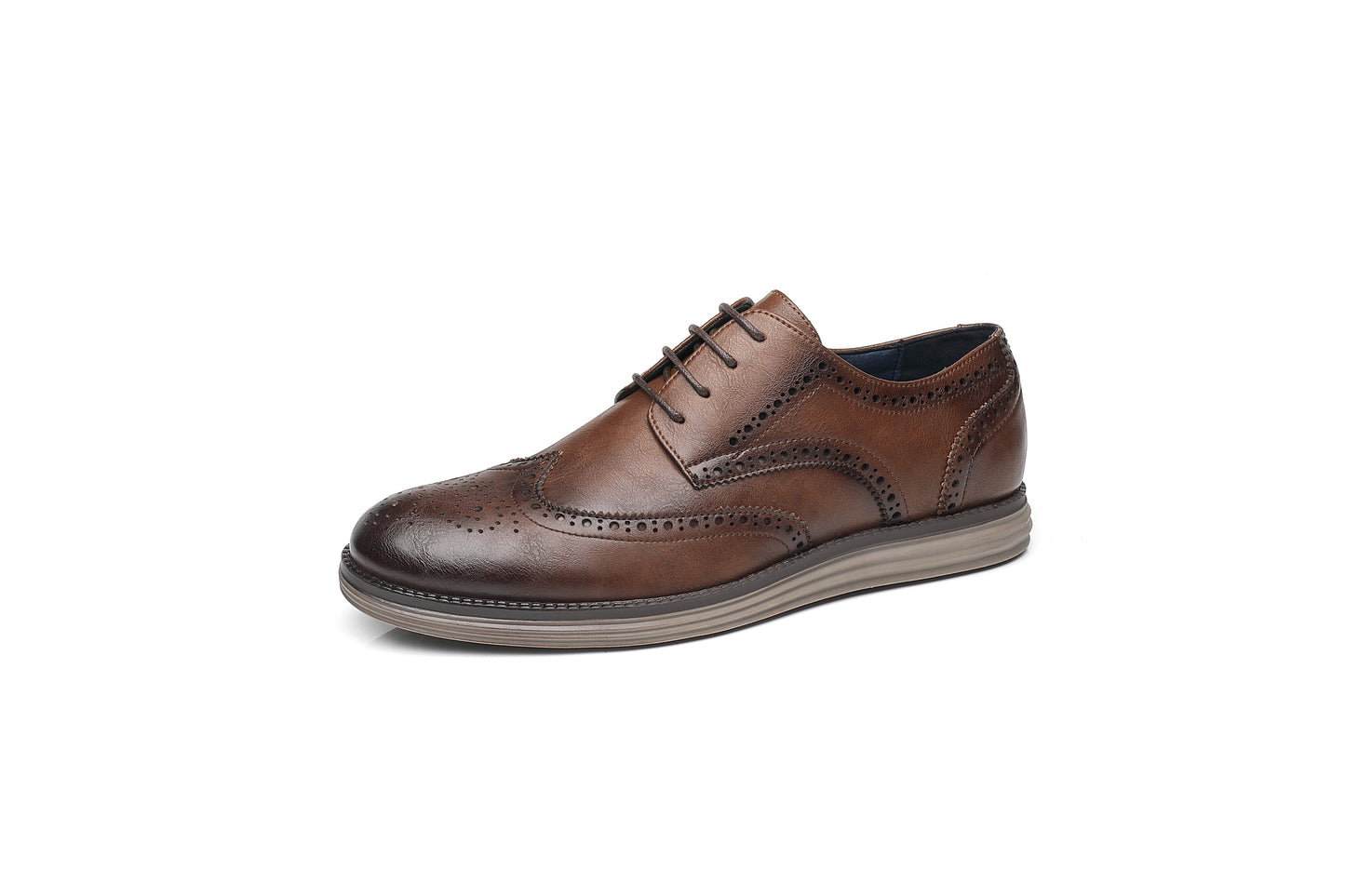 Mens Casual Shoes Leather Smart Business Work Office Lace-up Dress Shoes G2417  BROWN