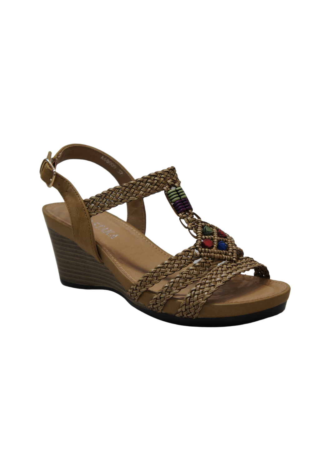 IVACHY Bohemian style  braided decorated wedges summer shoes A68009 CAMEL