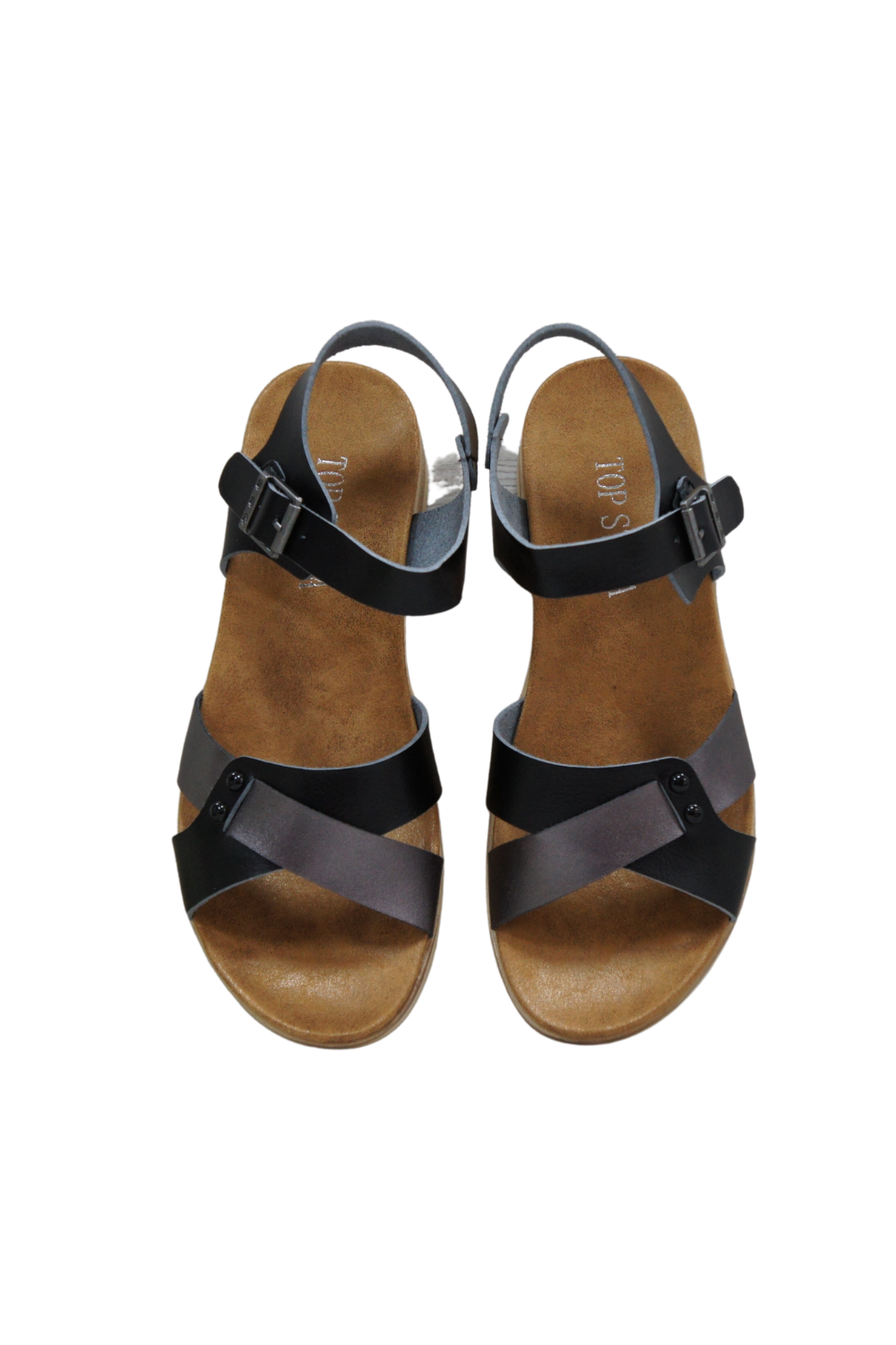 IVACHY plain sandals strappy simple flats sandals A68070 BLACK