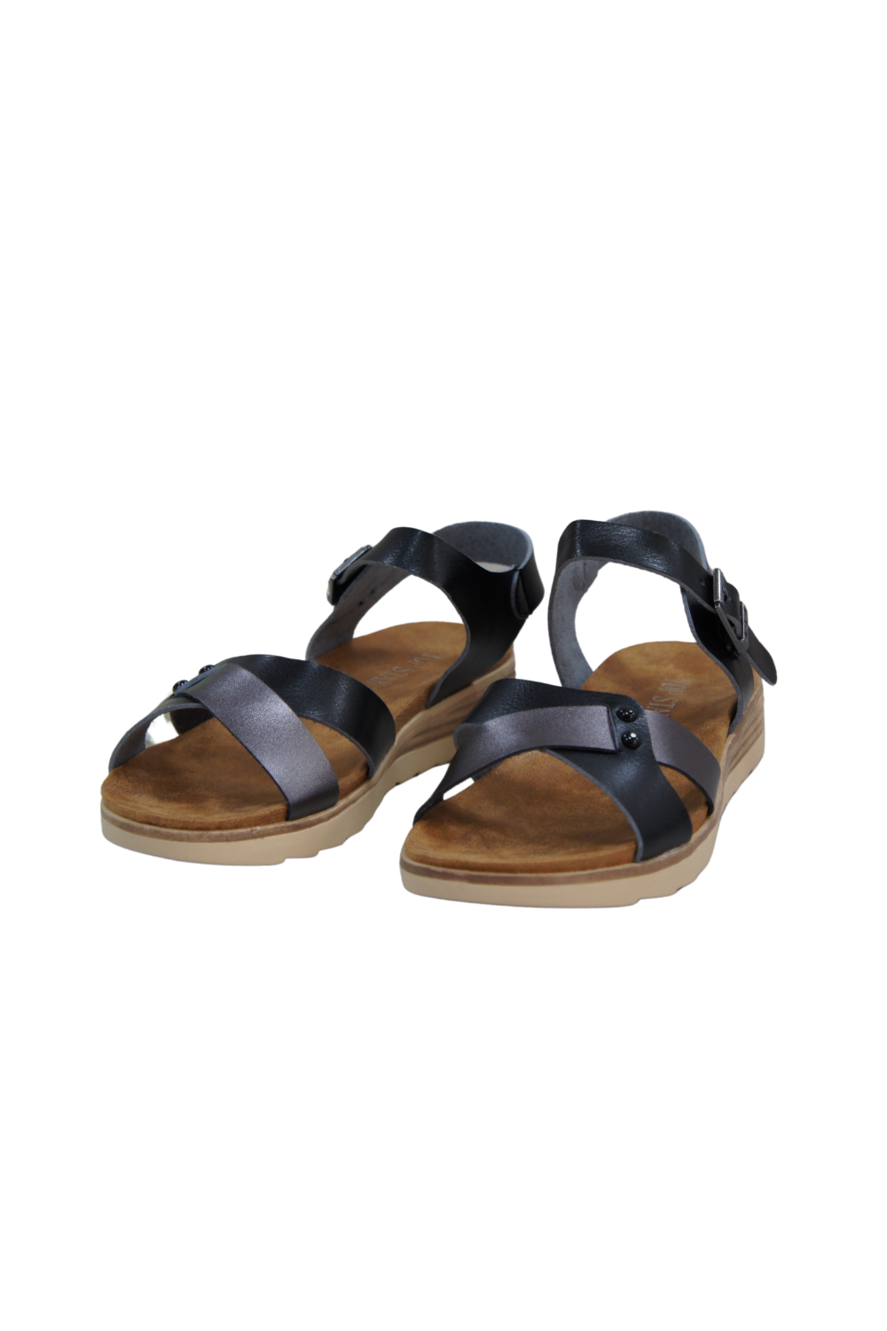 IVACHY plain sandals strappy simple flats sandals A68070 BLACK