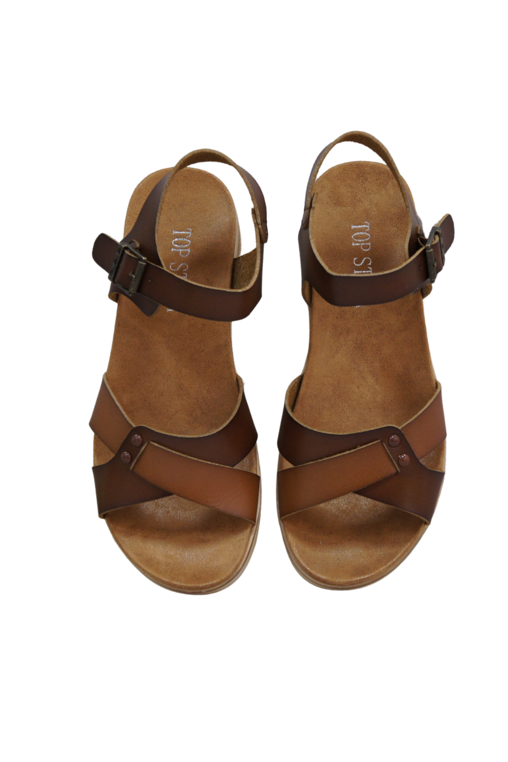 IVACHY plain sandals strappy simple flats sandals A68070 COFFEE