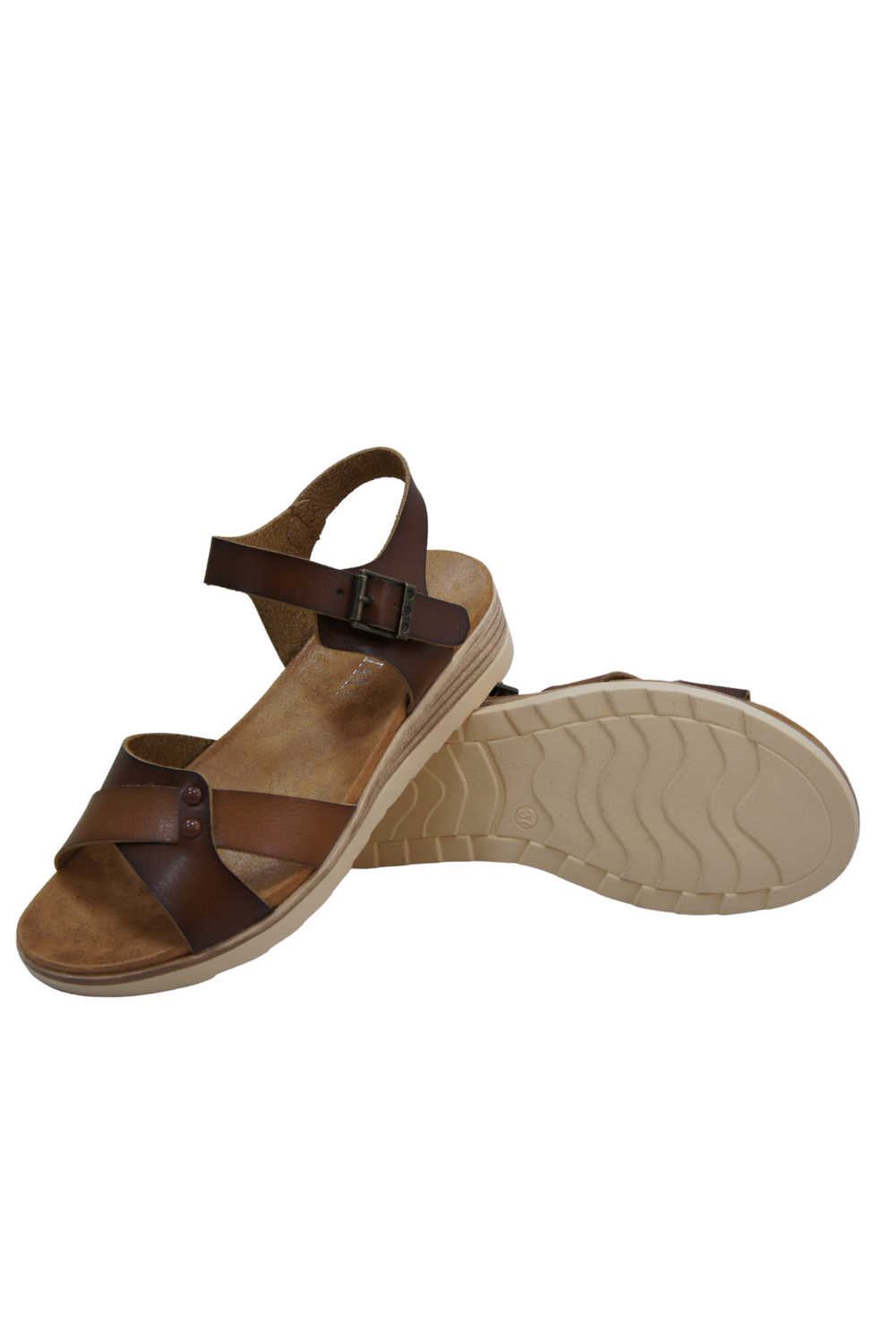 IVACHY plain sandals strappy simple flats sandals A68070 COFFEE