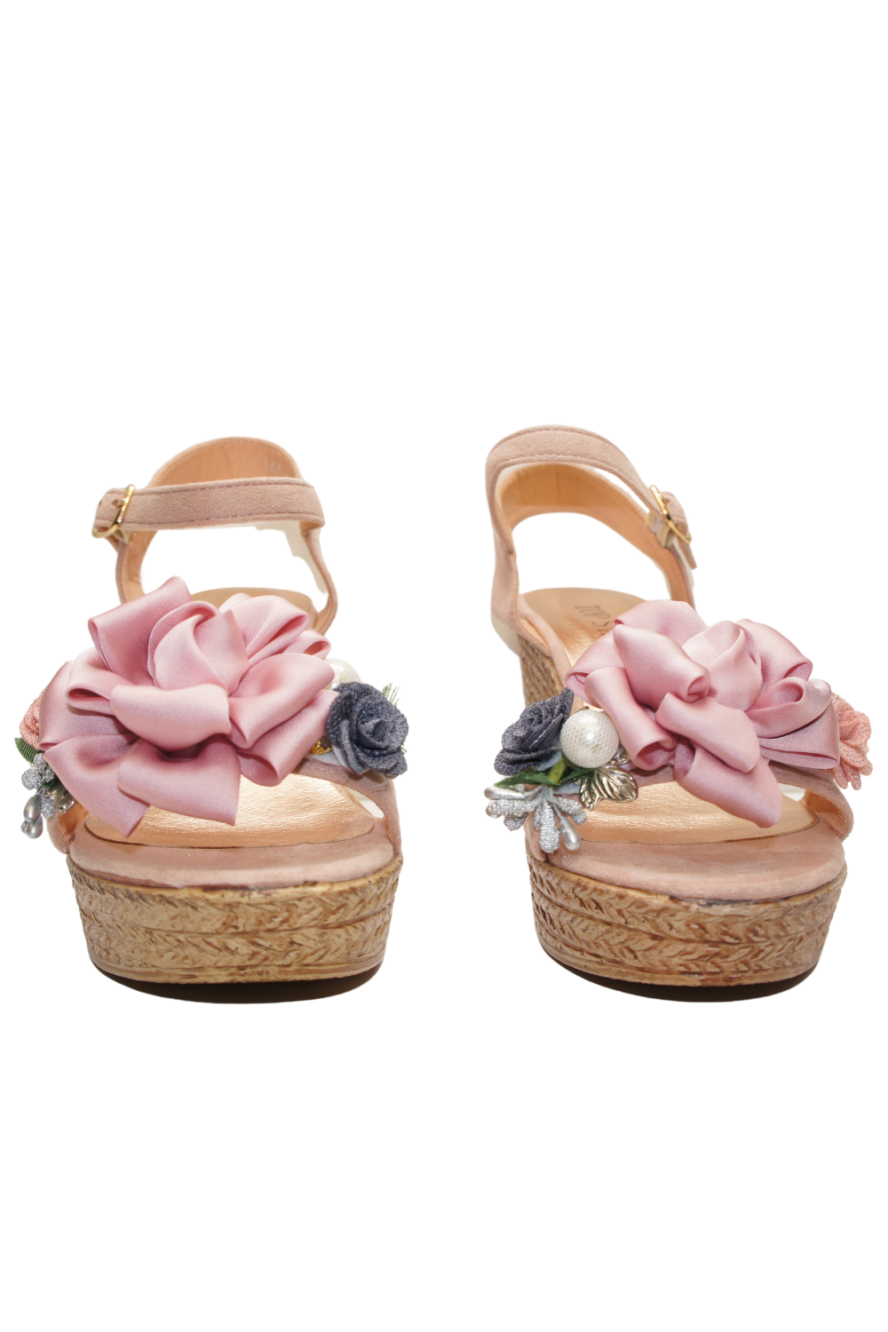 IVACHY Womens Wedge Ladies Summer Floral Sandal Espadrille Platform with Pearl Decoration A8916 PINK