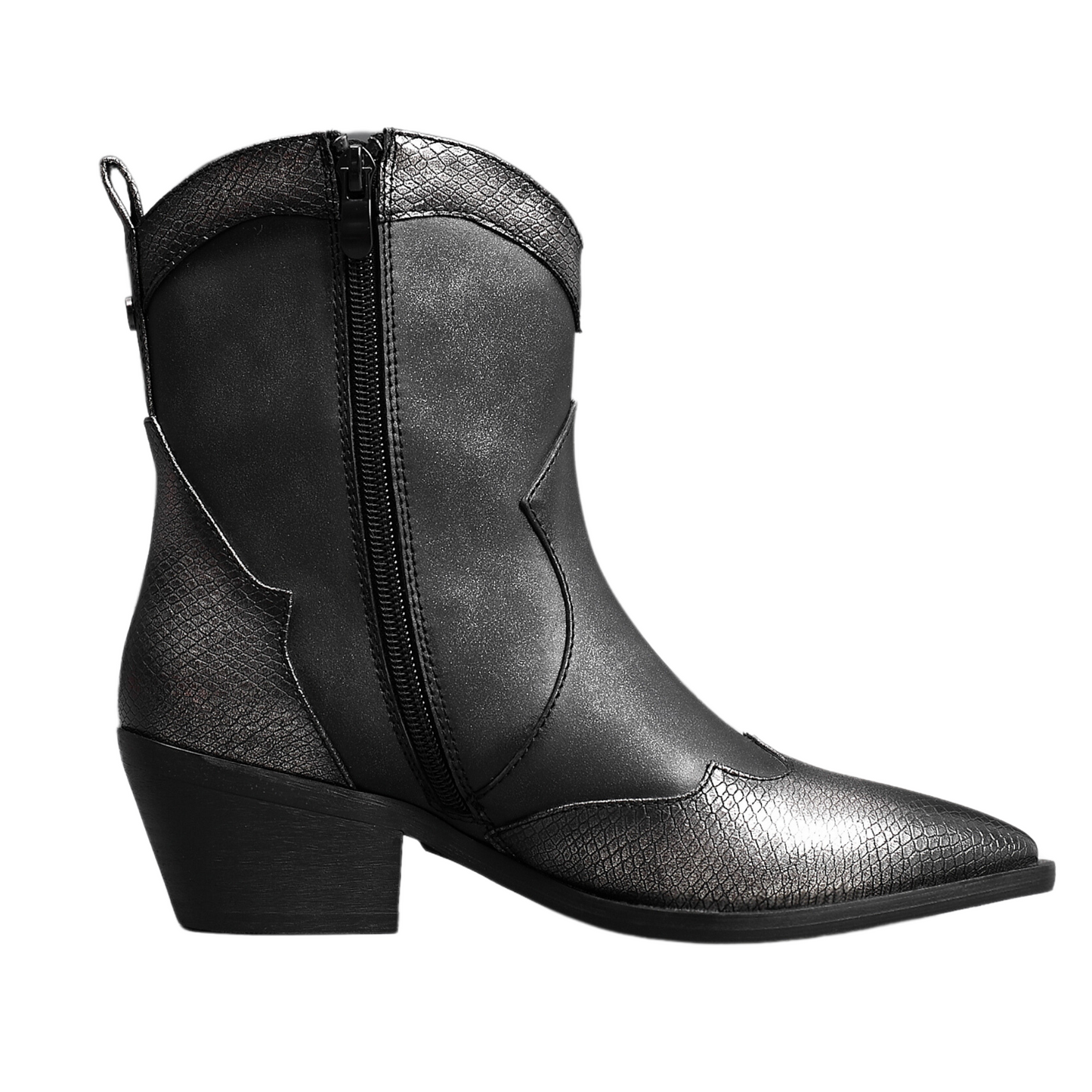 IVACHY Womens Ankle Boots- Cowboy Style Metalic 2371BOOTS BLACK