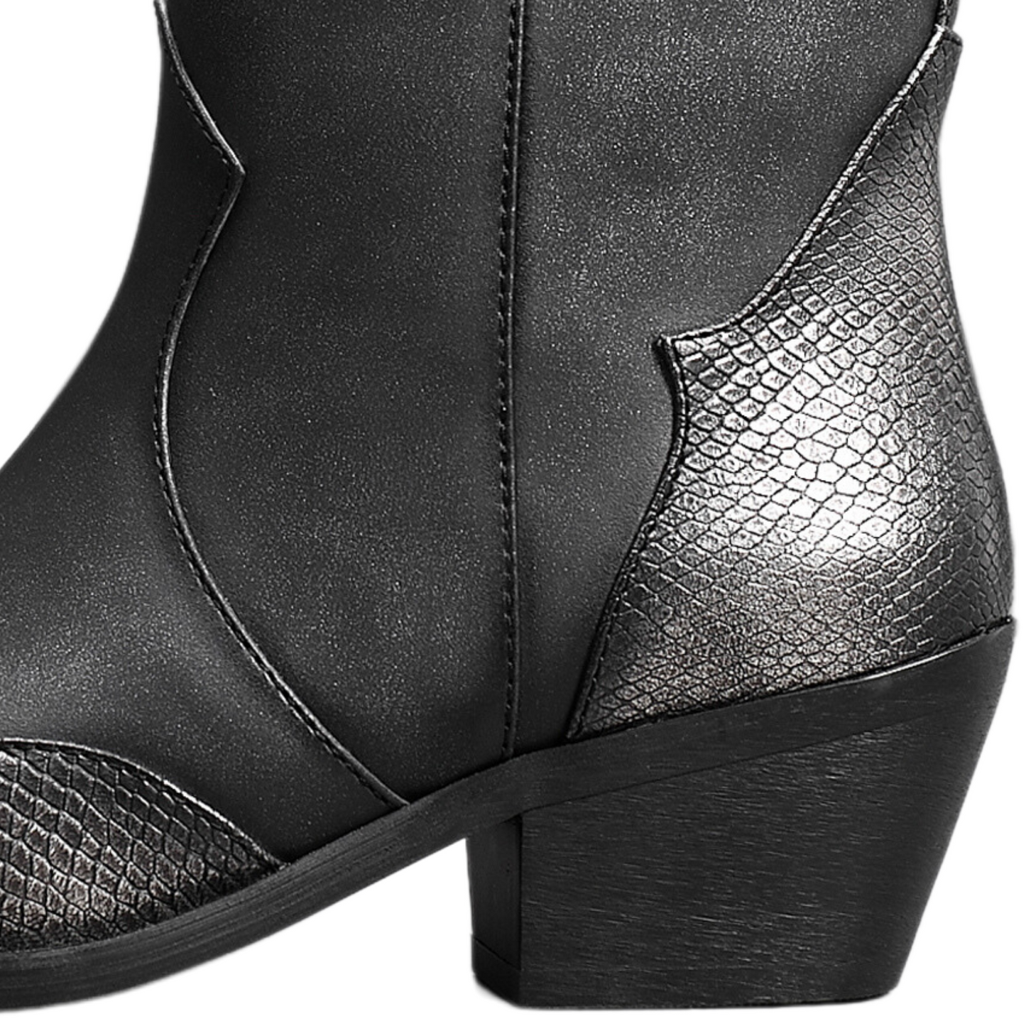 IVACHY Womens Ankle Boots- Cowboy Style Metalic 2371BOOTS BLACK