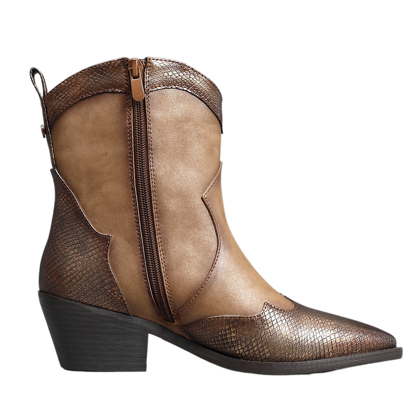 IVACHY Womens Ankle Boots- Cowboy Style Metalic 2371BOOTS BRONZE