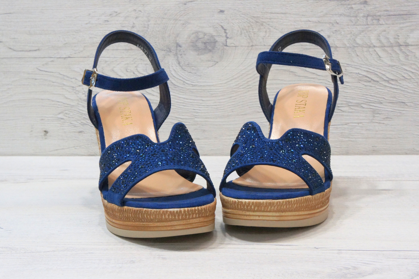 IVACHY Womens Summer Diamond Sparkling Glitter Wedge sandals A68177 BLUE