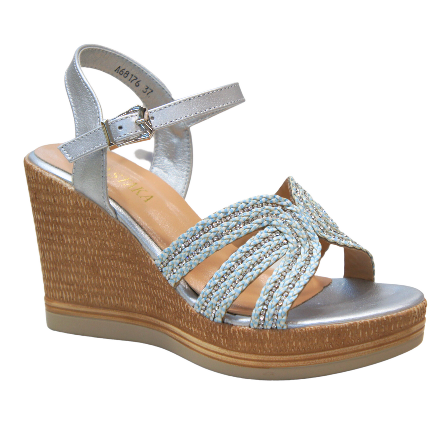 IVACHY Womens Summer Sparkling Wedge sandals A68176 SILVER