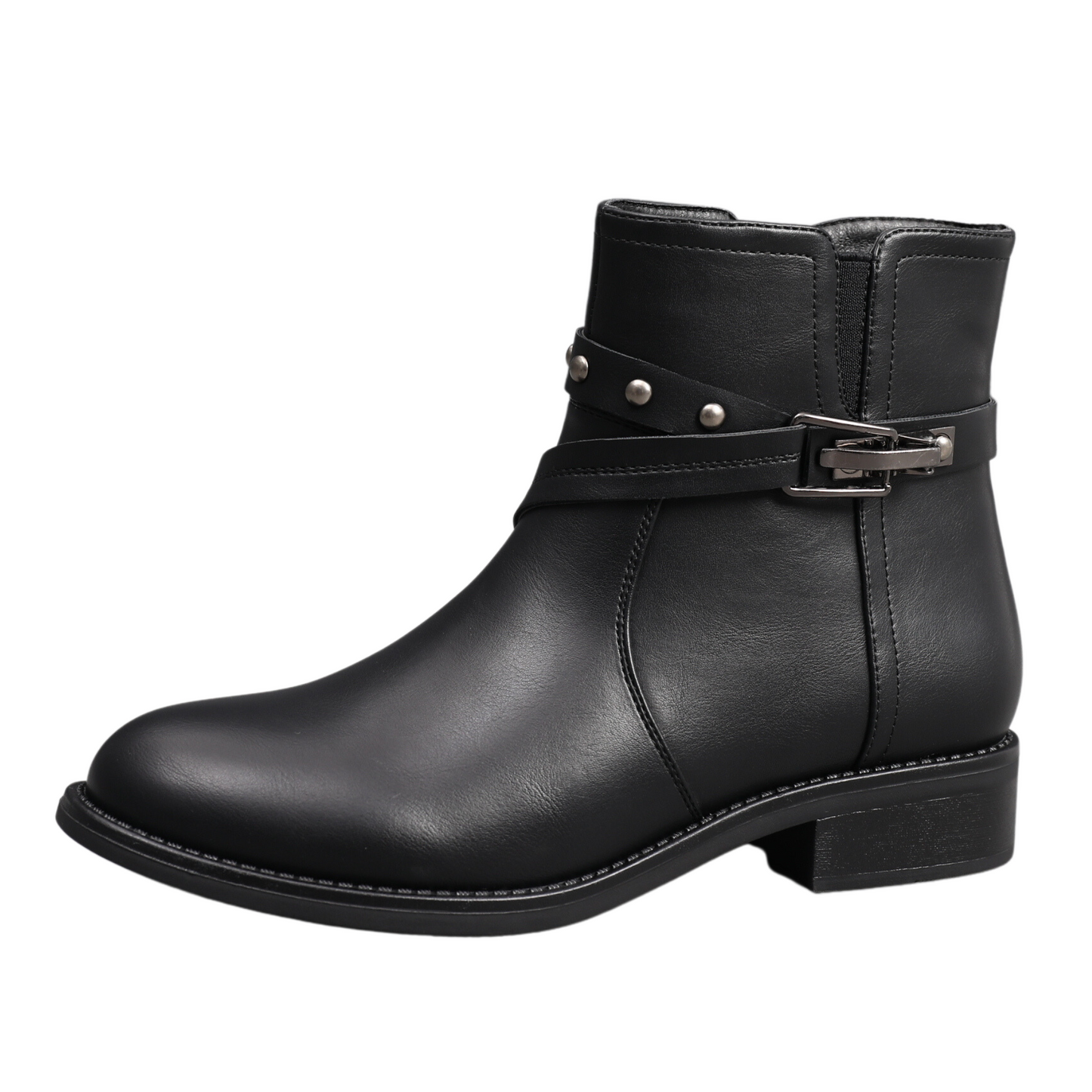 Womens Ankle Boots Fashion Metalic studs A2354 BLACK