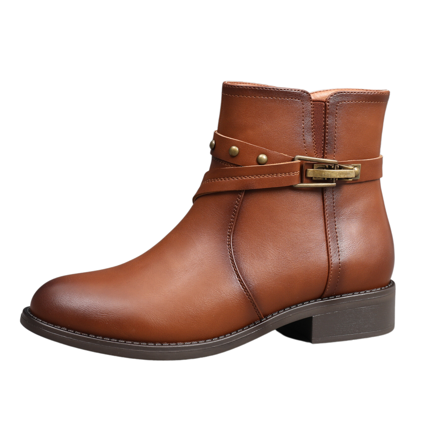 Womens Ankle Boots Fashion Metalic studs A2354 CAMEL