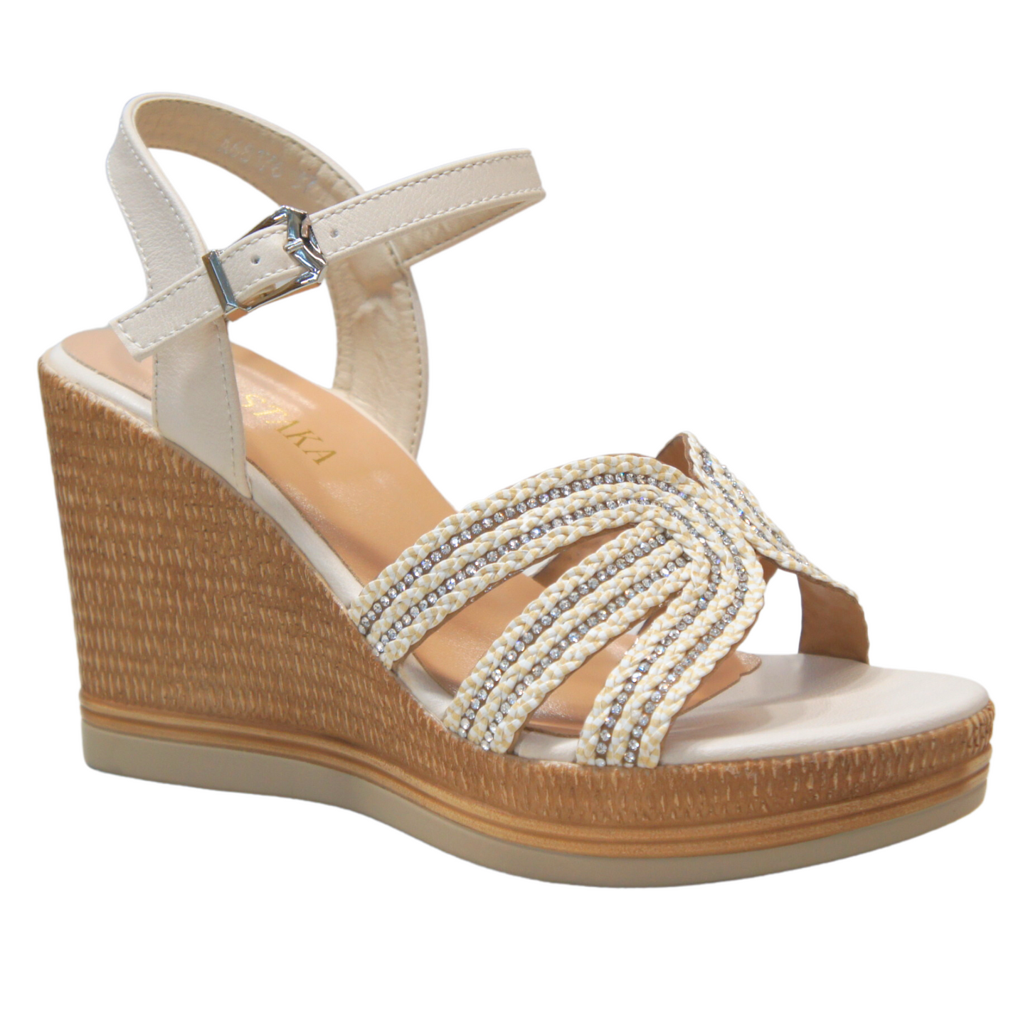 IVACHY Womens Summer Sparkling Wedge sandals A68176 BEIGE