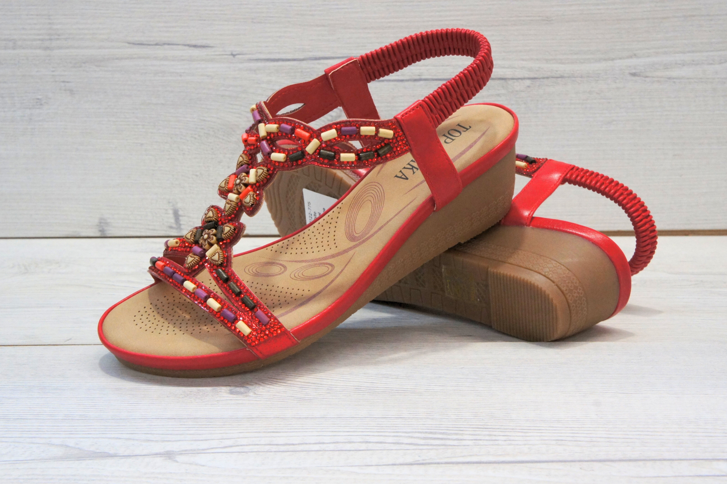 IVACHY Womens sandals bohemian styles A68122 RED