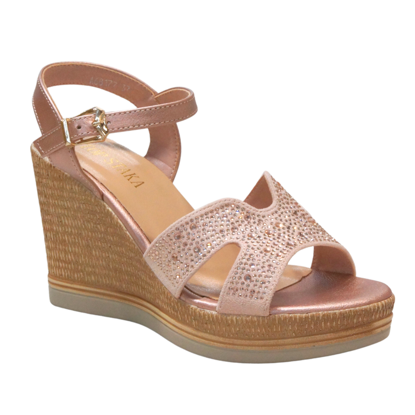 IVACHY Womens Summer Diamond Sparkling Glitter Wedge sandals A68177 PINK