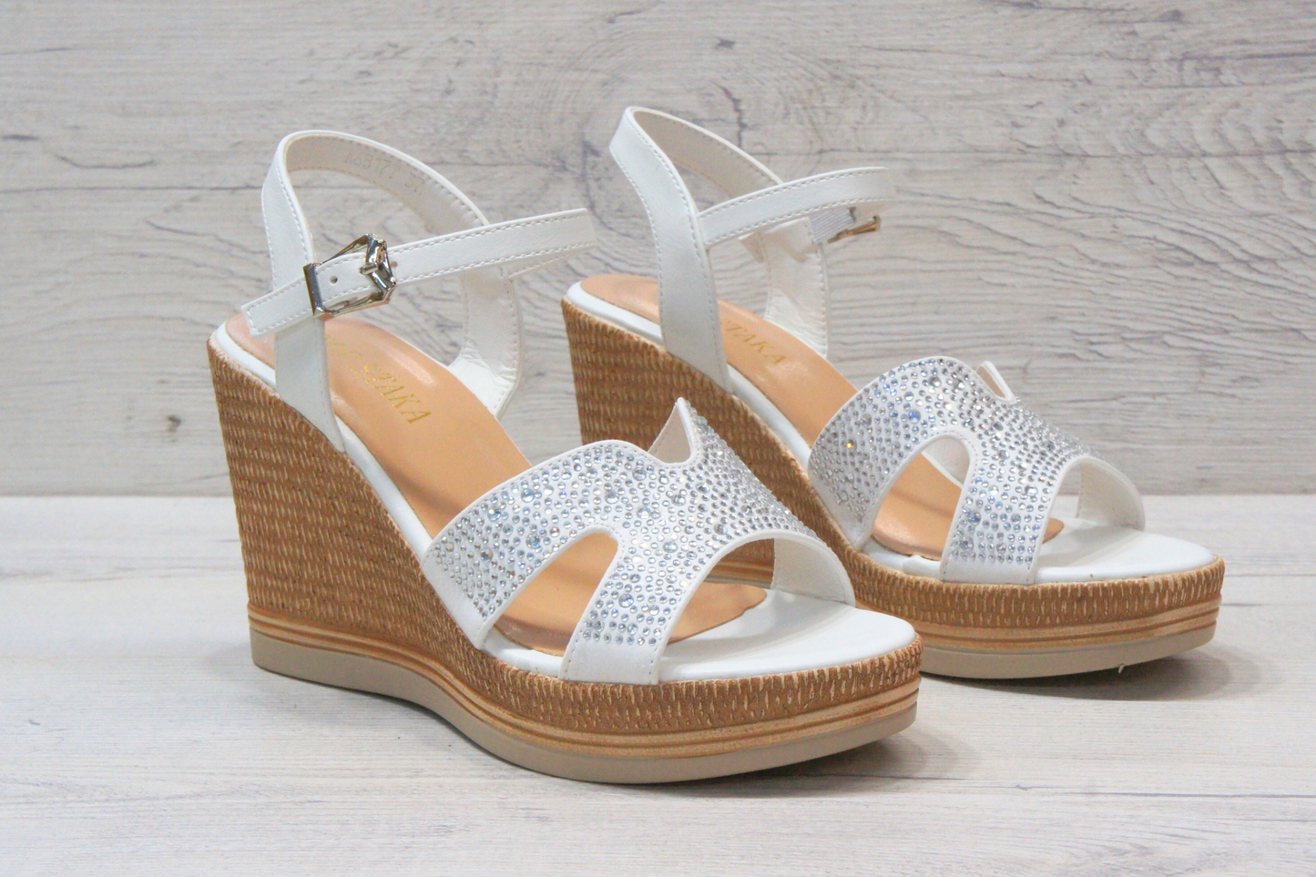 IVACHY Womens Summer Diamond Sparkling Glitter Wedge sandals A68177 WHITE