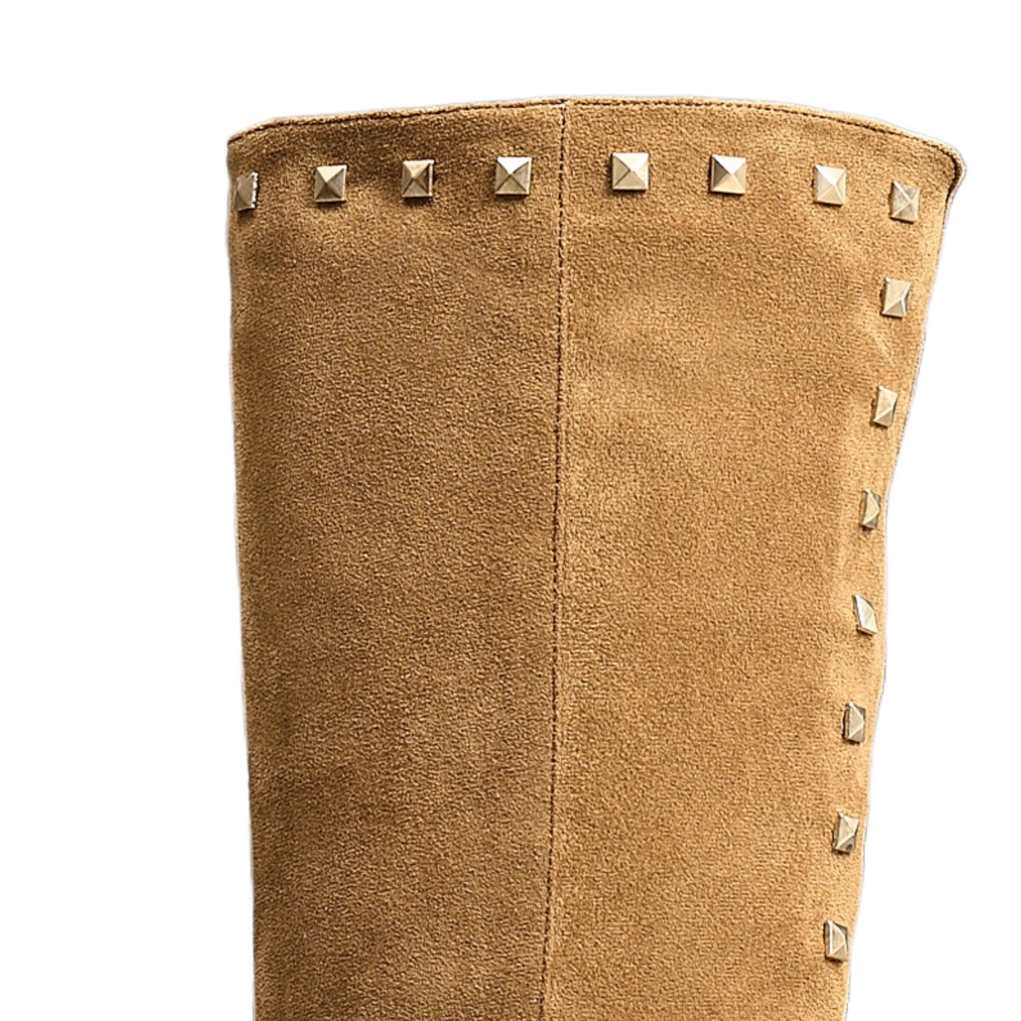 IVACHY Womens Flat Knee High Boots - Suede Shoes Studs  A2357 CAMEL