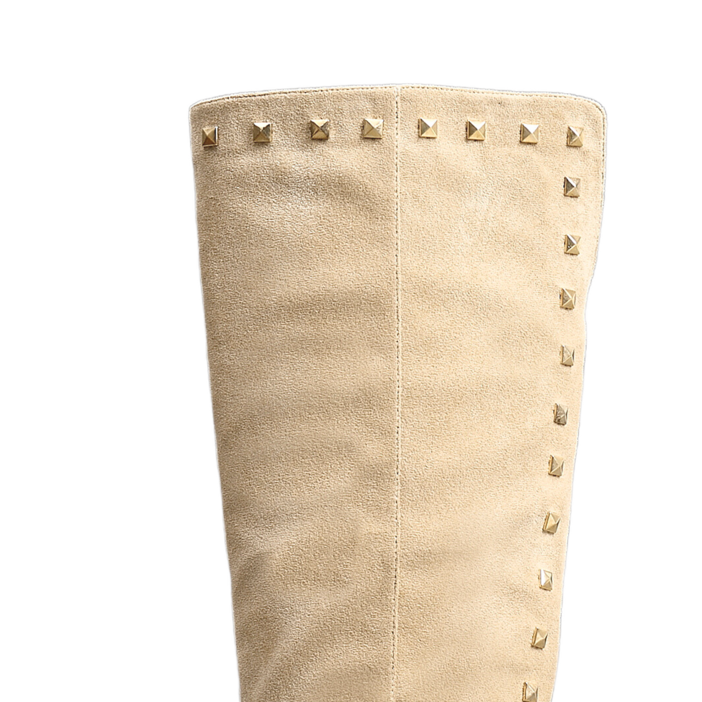 IVACHY Womens Flat Knee High Boots - Suede Shoes Studs A2357 BEIGE