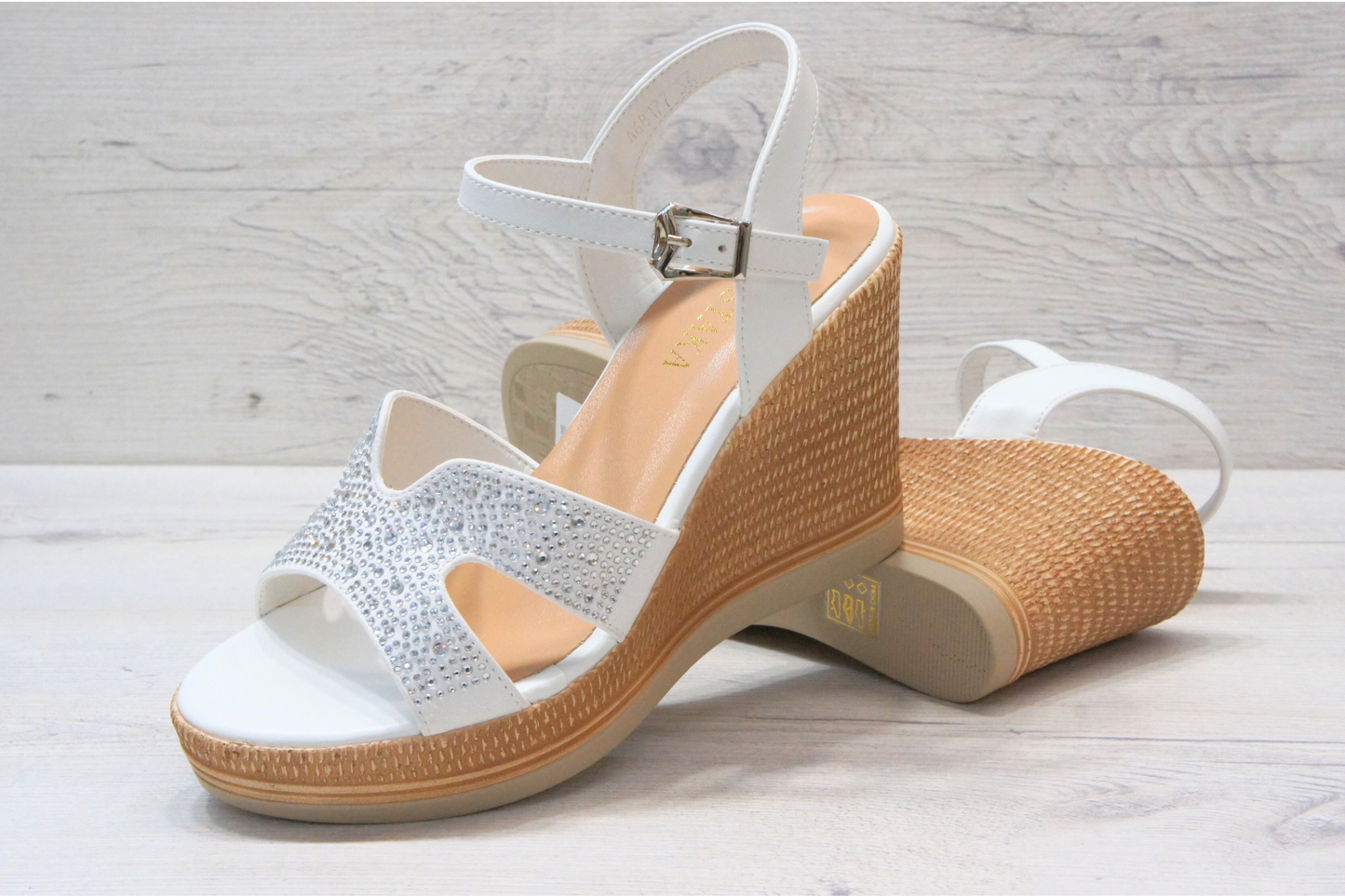 IVACHY Womens Summer Diamond Sparkling Glitter Wedge sandals A68177 WHITE