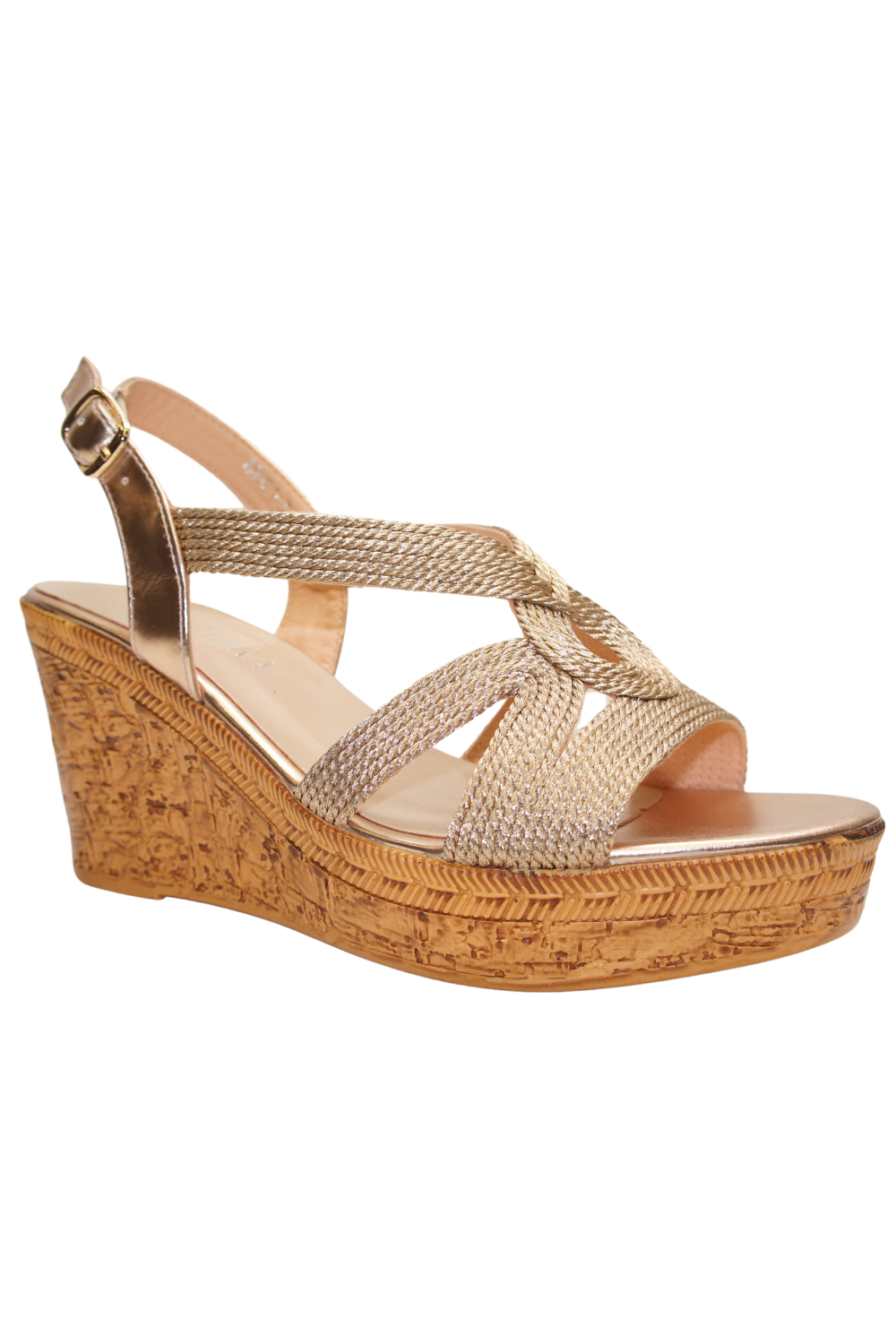 IVACHY Womens Wedge Ladies Strappy Metallic Sandal Espadrille Platform Shoes A8921 CHAMPAGNE